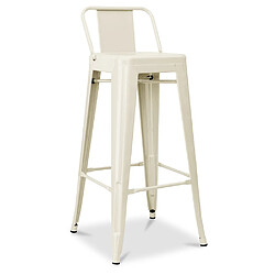 ICONIK INTERIOR Tabouret de bar avec dossier - Design industriel - 76cm - Nouvelle édition - Stylix Crème