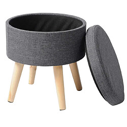 Helloshop26 Tabouret d'assise en lin avec rangement couvercle amovible gris foncé 19_0000520 