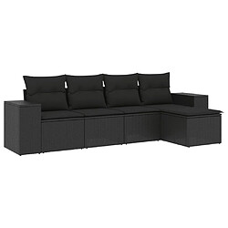 Maison Chic Salon de jardin 5 pcs avec coussins | Ensemble de Table et chaises | Mobilier d'Extérieur noir résine tressée -GKD41978