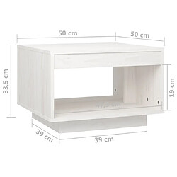 vidaXL Table basse blanc 50x50x33,5 cm bois de pin massif pas cher