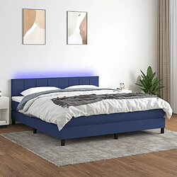 vidaXL Sommier à lattes de lit avec matelas LED Bleu 180x200 cm Tissu 