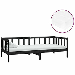 Maison Chic Lit de jour avec matelas, Lit de repos Lit d'invité pour Salon Chambre,Canapé-lit 90x200 cm Noir Bois de pin massif -MN97168