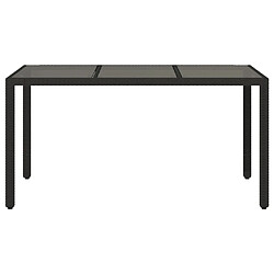 Avis vidaXL Table de jardin dessus en verre Noir 150x90x75cm Résine tressée