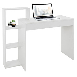 Bureau avec étagcre 110x72x40 cm Blanc en bois ML-Design