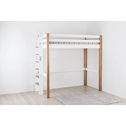 DECOPIN lit mezzanine 90x190 aménageable carlit - blanc uni / chêne clair 