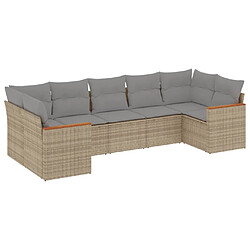 vidaXL Salon de jardin avec coussins 7 pcs beige résine tressée