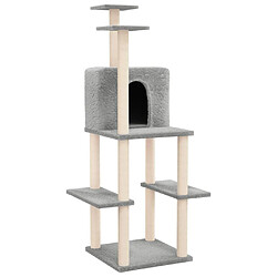 Arbre à chat avec griffoirs,niche pour chat en sisal Gris clair 144,5 cm -MN12572