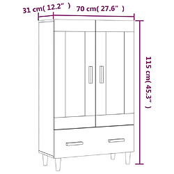 vidaXL Buffet haut noir 70x31x115 cm bois d'ingénierie pas cher