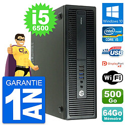 PC HP ProDesk 600 G2 SFF Intel i5-6500 RAM 64Go Disque Dur 500Go Windows 10 Wifi - Occasion