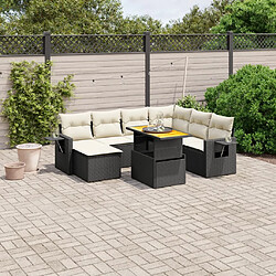 vidaXL Salon de jardin 8 pcs avec coussins noir résine tressée 