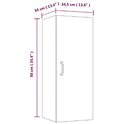 vidaXL Armoire murale Gris béton 34,5x34x90 cm Bois d'ingénierie pas cher