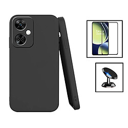 PHONECARE Kit Film Verre Trempé 5D Full Cover + Coque Silicone Liquide + Support Magnétique de Voiture pour OnePlus Nord CE3 - Noir