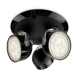 Philips Plafonnier rond 3 spots LED orientables diamètre 19.5cm Dyna - Noir