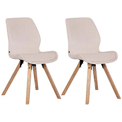 Decoshop26 Lot de 2 chaises de salle à manger en velours crème style scandinave pieds bois CDS101124