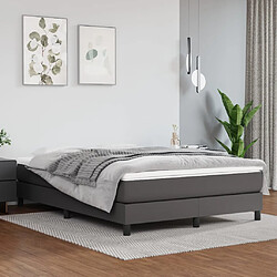 vidaXL Sommier à lattes de lit avec matelas Gris 140x190 cm Similicuir 