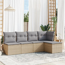 vidaXL Salon de jardin avec coussins 5 pcs beige résine tressée 