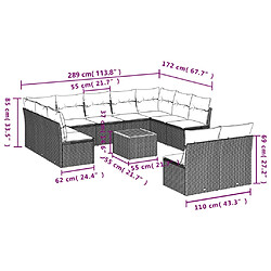 Avis Maison Chic Salon de jardin avec coussins 12 pcs | Ensemble de Table et chaises | Mobilier d'Extérieur gris résine tressée -GKD71210