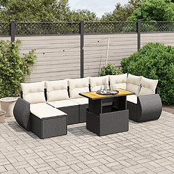 vidaXL Salon de jardin 8 pcs avec coussins noir résine tressée