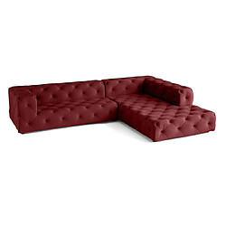 Lisa Design Gallata - canapé Chesterfield d'angle droit - 5 places - en velours Gallata - canapé Chesterfield d'angle droit - 5 places - en velours - Rouge