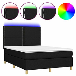 Sommier à lattes,Cadre à lattes de lit et matelas et LED pour Adulte Noir 140x190 cm Tissu -MN51438