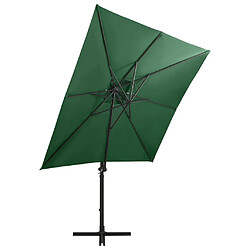 Avis vidaXL Parasol de jardin en porte-à-faux et mât et lumières LED vert