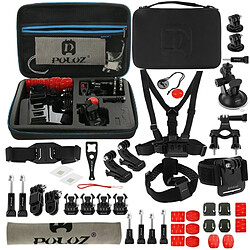 Wewoo Kit d'accessoire pour 45 en 1 Gopro HERO6 / 5/5 Session / 4 Session / 4/3 + / 3/2/1, Xiaomi et autres caméras d'action Accessoires Ultimate Combo Kits avec EVA Case sangle de poitrine + ventouse + bras pivotant à 3 voies + J-crochet boucle + dragonne + de 