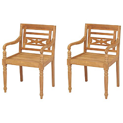 Maison Chic Lot de 2 Chaises Batavia Bois de teck solide -GKD93675