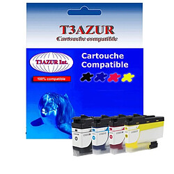 T3AZUR - Lot de 4 Cartouches compatibles Brother LC3233 (LC-3233) XL 