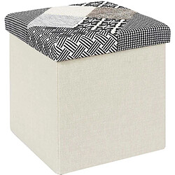 The Home Deco Factory Pouf coffre pliable Patchwork gris.