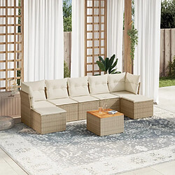 vidaXL Salon de jardin avec coussins 8 pcs beige résine tressée 