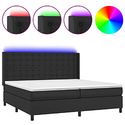 vidaXL Sommier à lattes de lit matelas LED Noir 200x200cm Similicuir