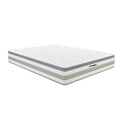 Vente-Unique Ensemble 160 x 200 cm sommier + matelas ressorts ensachés et surmatelas intégré ép.29cm - CANTERBURY de YSMÉE