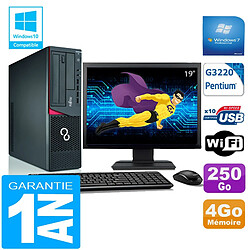 PC Fujitsu Esprimo E720 E85+ SFF G3220 RAM 4Go Disque 500 Go Wifi W7 Ecran 19" - Occasion