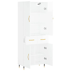 Avis vidaXL Buffet haut Blanc brillant 69,5x34x180 cm Bois d'ingénierie