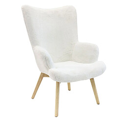 The Home Deco Factory Fauteuil de salon effet fourrure scandi Helsinki - Blanc