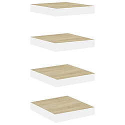 vidaXL Étagères murales 4 pcs Chêne et blanc 23x23,5x3,8 cm MDF