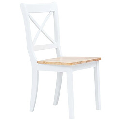 Decoshop26 Lot de 4 chaises de salle à manger cuisine blanc et bois clair bois d'hévéa massif CDS021235