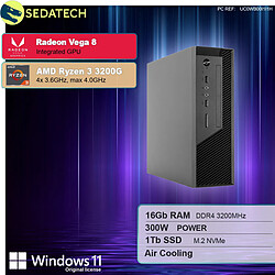 Sedatech Mini-PC Pro • AMD Ryzen 3 3200G • Radeon Vega • 16Go RAM • 1To SSD M.2 • DVD-RW • Windows 11