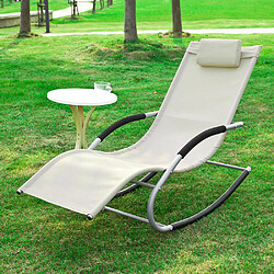 SoBuy OGS28-MI Fauteuil à bascule Transat de jardin Bain de soleil Rocking Chair - Crème