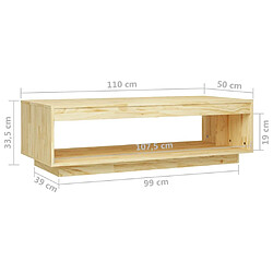 vidaXL Table basse 110x50x33,5 cm bois de pin massif pas cher