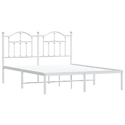 Acheter Maison Chic Lit adulte 150x200cm- Cadre de lit métal avec tête de lit pour chambre blanc -MN49095