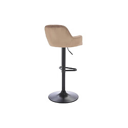 Vente-Unique Tabouret de bar en velours et métal noir - Hauteur réglable - Beige - ELEANA pas cher