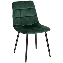 Decoshop26 Lot de 4 chaises de salle à manger coutures forme carrées en tissu velours vert foncé pieds en métal noir 10_0001793