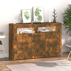 Maison Chic Buffet commode,console avec lumières LED pour rangement chêne fumé 115,5x30x75 cm -MN26331 pas cher