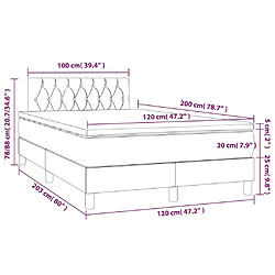 Maison Chic Lit adulte- Lit + matelas,Sommier à lattes de lit et matelas et LED Gris foncé 120x200 cm -GKD68910 pas cher