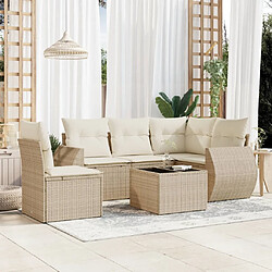 vidaXL Salon de jardin avec coussins 6 pcs beige résine tressée 