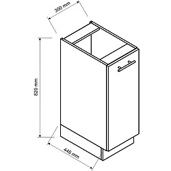 Pegane Meuble bas de cuisine avec 1 porte coloris blanc - longueur 30 x profondeur 46,6 x hauteur 82 cm