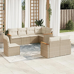 Maison Chic Salon de jardin avec coussins 8 pcs | Ensemble de Table et chaises | Mobilier d'Extérieur beige résine tressée -GKD26107