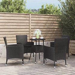 Maison Chic Ensemble de bistro 5 pcs coussins,Table + chaises + coussins de jardin noir poly rotin -GKD246851