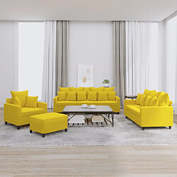 vidaXL Ensemble de canapés 4 pcs avec coussins Jaune Velours